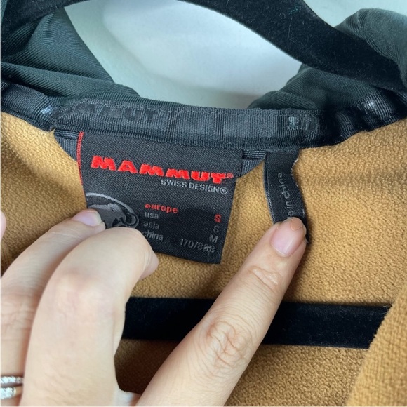 Mammut tan mustard borah zip up fleece hoodie hooded jacket size small - Picture 7 of 8